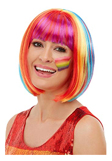 Smiffy's Rainbow Bob Wig, Women, Multi-Colour, One Size