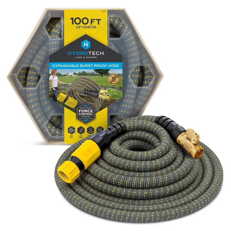 Hydrotech Standard Expandable Burst-Proof Garden Hose - 30m / 100ft Yellow