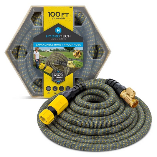 Hydrotech Standard Expandable Burst-Proof Garden Hose - 30m / 100ft Yellow