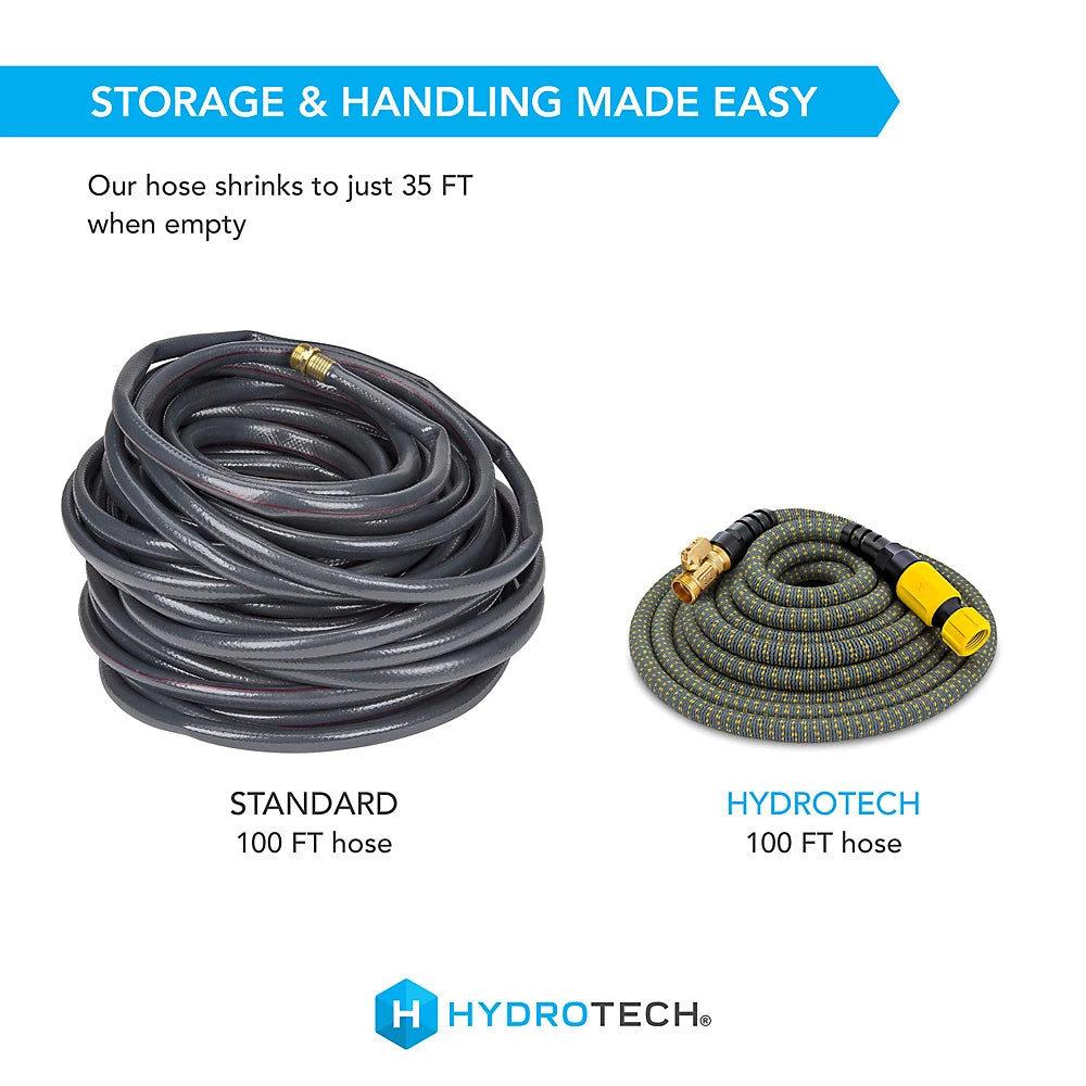 Hydrotech Standard Expandable Burst-Proof Garden Hose - 30m / 100ft Yellow