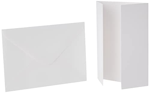 Papermania 5 x 7-inch 300 GSM Gate-Fold Card Blanks and Envelopes, Pack of 10, White