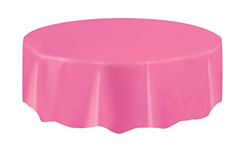 Unique Party - Round Hot Pink Plastic Tablecloth, 7ft