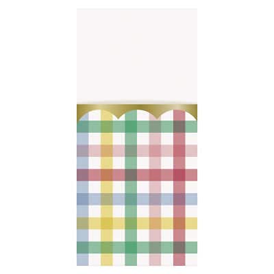 Unique Paper Cutlery Pouches-Spring Gingham Design-Pack of 8