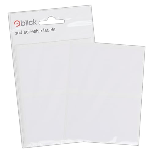 Blick Labels, White, Self Adhesive Stickers, Rectangular, 50mm x 80mm, 14 Labels, for Home, Office, Family, School, Letters, Address