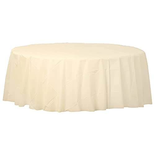 Amscan Creme Round Plastic Table covers 2.13m-1 Pc