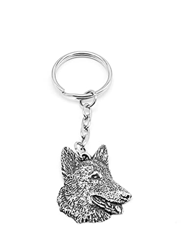 Pewter German Shepard Dog Keyring