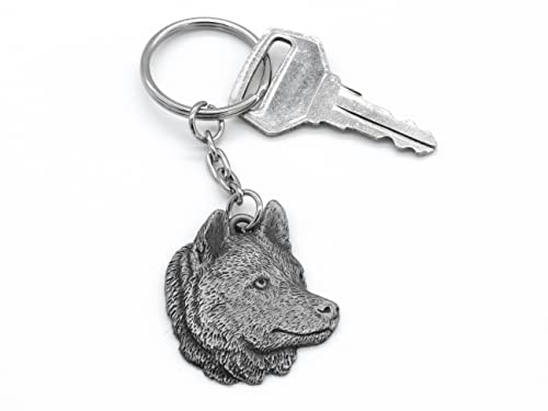 Pewter Husky Dog Keyring