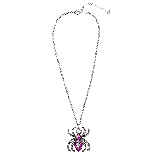 Widmann  Silver Spider Necklace With Purple Strap