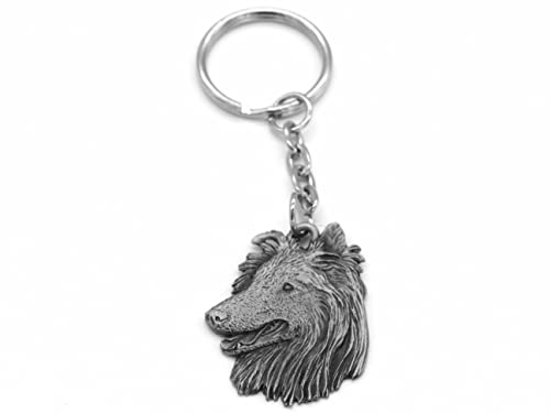 Pewter Rough Collie Dog Keyring