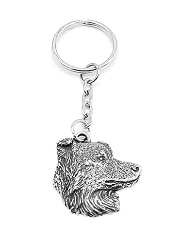 Pewter Border Collie Dog Keyring