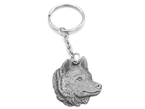 Pewter Husky Dog Keyring