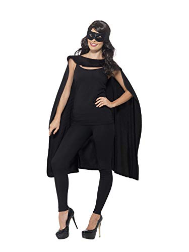 Smiffy's - Unisex Cape, Black, with Eye mask One Size