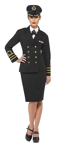 Smiffys Navy Officer Costume,Black,S - UK Size 08-10