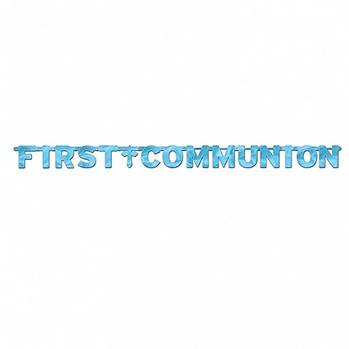 First Communion Blue Foil Letter Banner - 2.6m x 30.4cm
