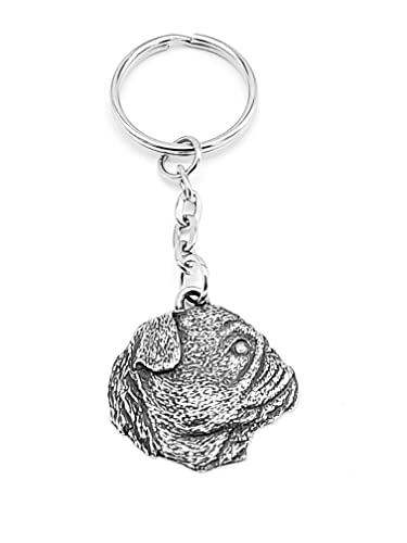 Pewter PUG Dog Keyring