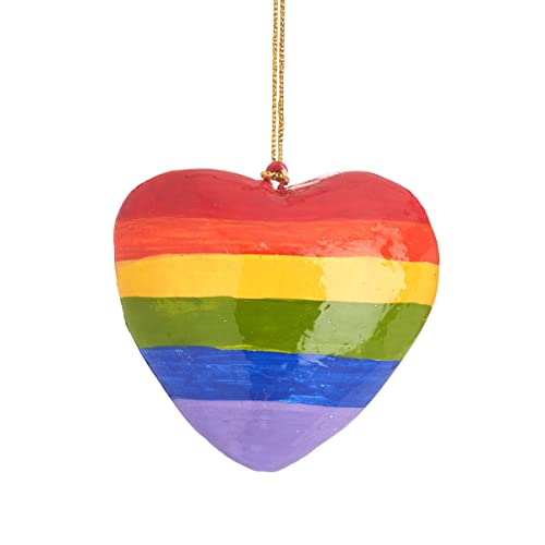 Sass & Belle Rainbow Heart Papier Mache Decoration