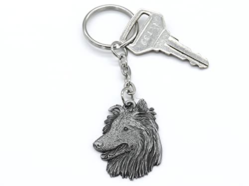 Pewter Rough Collie Dog Keyring