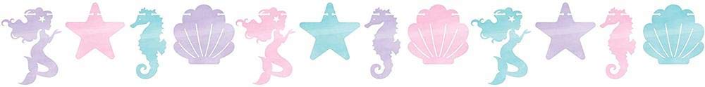 Creative Party Iridescent Party Mermaid Theme Shaped Banner with Twine-1 Pc, Purple