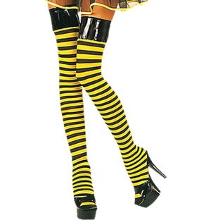 Bristol Novelty Women's Bumble Bee Stockings, Black and Yellow Accessory, One Size