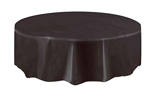 Unique Party - Round Black Plastic Tablecloth, 7ft