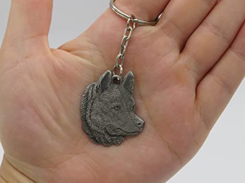 Pewter Husky Dog Keyring