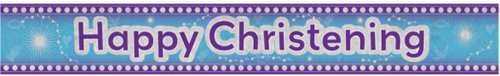 Amscan Happy Christening Blue Holographic Banner 2.7m