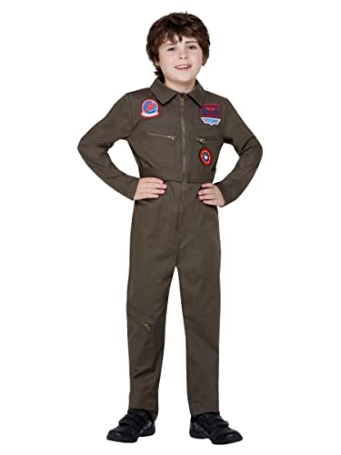 Smiffy's Officially Licensed Top Gun Costume, Boys, Khaki