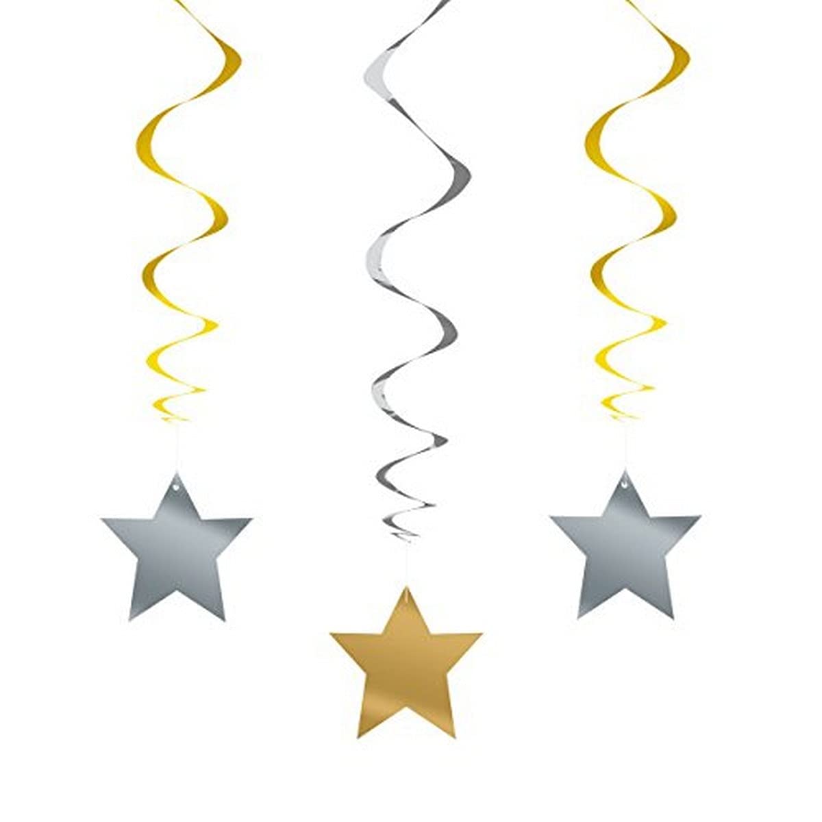 Unique Silver & Gold Star Hanging Swirl Decoration-26