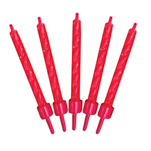 Amscan Pink Glitter Candles With Holders, Pack of 10
