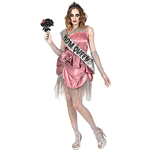 Widmann Zombie Prom Queen (dress with sash, fingerless gloves, tiara)