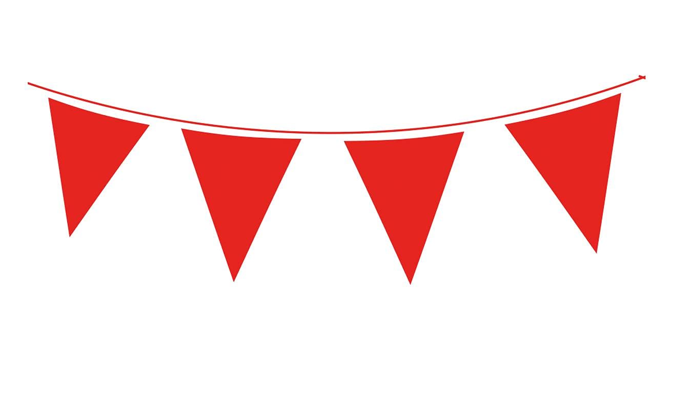 Oaktree Uk Solid Colour Waterproof Bunting 20 Flags 20cm x 30cm 10m Red