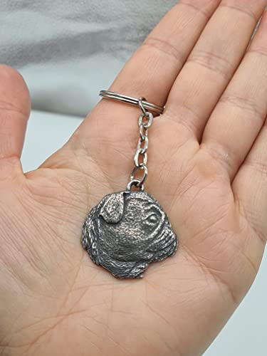 Pewter PUG Dog Keyring