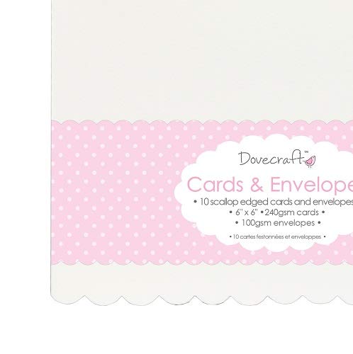 Trimcraft Dove Craft Cards with Envelopes x 6-inch Scallop Edged, Acrylic, Multicolor, 6.75 x 6.83 x 0.31 cm