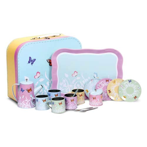 Tobar Children's Tin Tea Set with Butterfly Design