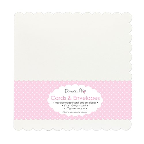 Trimcraft Dove Craft Cards with Envelopes x 6-inch Scallop Edged, Acrylic, Multicolor, 6.75 x 6.83 x 0.31 cm