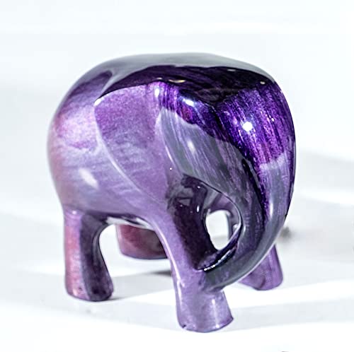 Eco-Friendly Recycled Aluminium Brushed Purple Elephant (Handmade & Fairtrade) Statue Ornament Home Decoration Large 9 cm