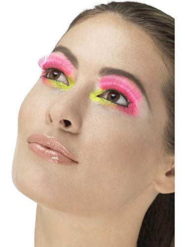 Smiffy's Neon Pink Ladies 80's Party Eyelashes