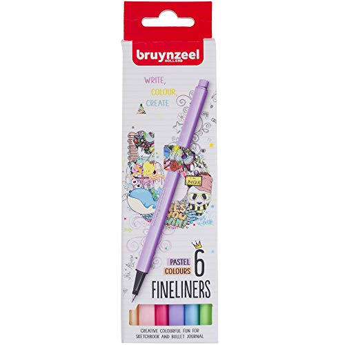 Bruynzeel Pastel Colour Fineliner Brush Pens 6-Piece Set