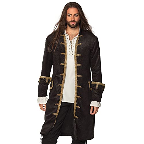 Boland Pirate Jacket Black-Gold Mens Fancy Dress Costume Pirate Captain