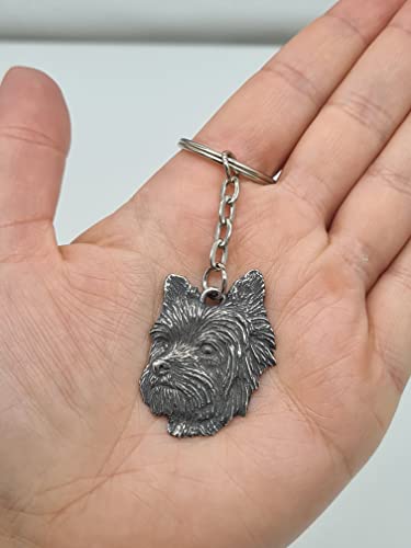 Pewter Yorkie Dog Keyring