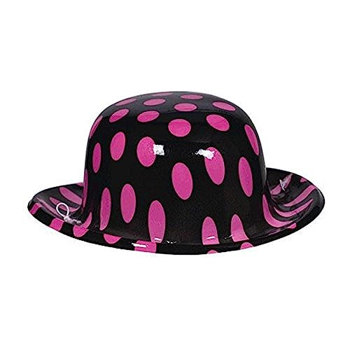 Amscan 50s Mini Pink & Black Polka Dot Bowler Hat 16cm x 14cm x 7cm-1 Pc