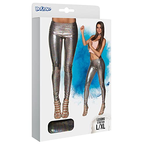 Boland Leggings Silver, Stretch, Disco Fever, Theme Party, Carnival