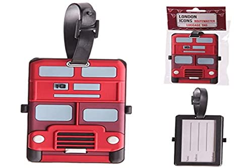 Go-Gifts Fun Novelty London Bus Design PVC Luggage Tag, Mixed, Height 10cm Width 6cm Depth 0.5cm