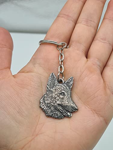 Pewter German Shepard Dog Keyring