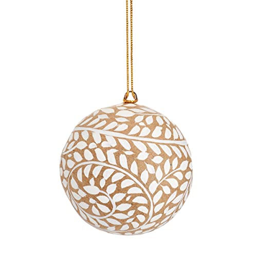 Sass & Belle Kraft Paper Leaf Pattern Papier Mache Bauble