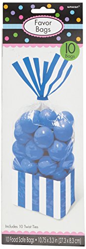 Amscan Royal Blue Striped Party Treat Bags-10 Pcs