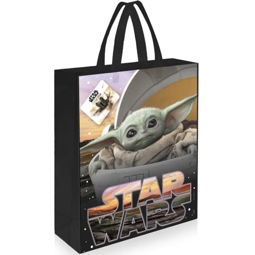 Unique 78479 Star Wars Large Plastic Party Bag Mandalorian The Child-33 cm x 28 cm, Multicolour