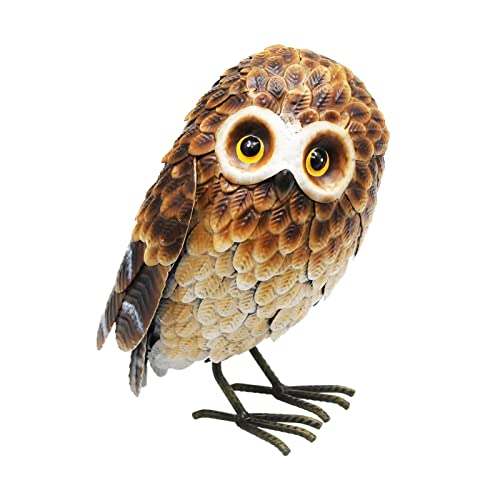 Small Standing Metal Brown Owl