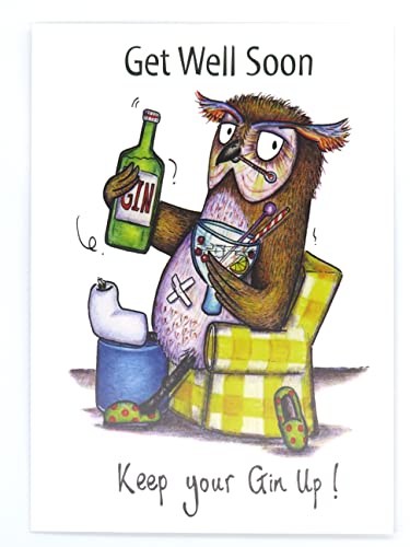 Compost Heap 100% Plastic Free ECO-Friendly Get Well Soon, "Keep your Gin Up" Humour Greeting Card & Envelope by DrawUK