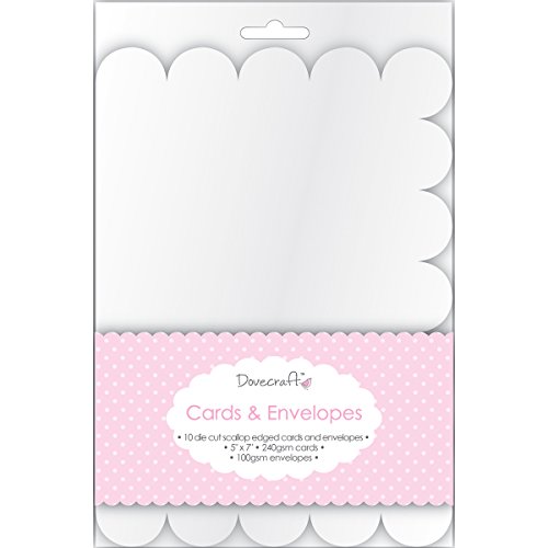 Trimcraft Dove Craft Cards with Envelopes 5 x 7-inch Scallop Edged, Acrylic, Multicoloured, 6.44 x 7.3 x 0.31 cm